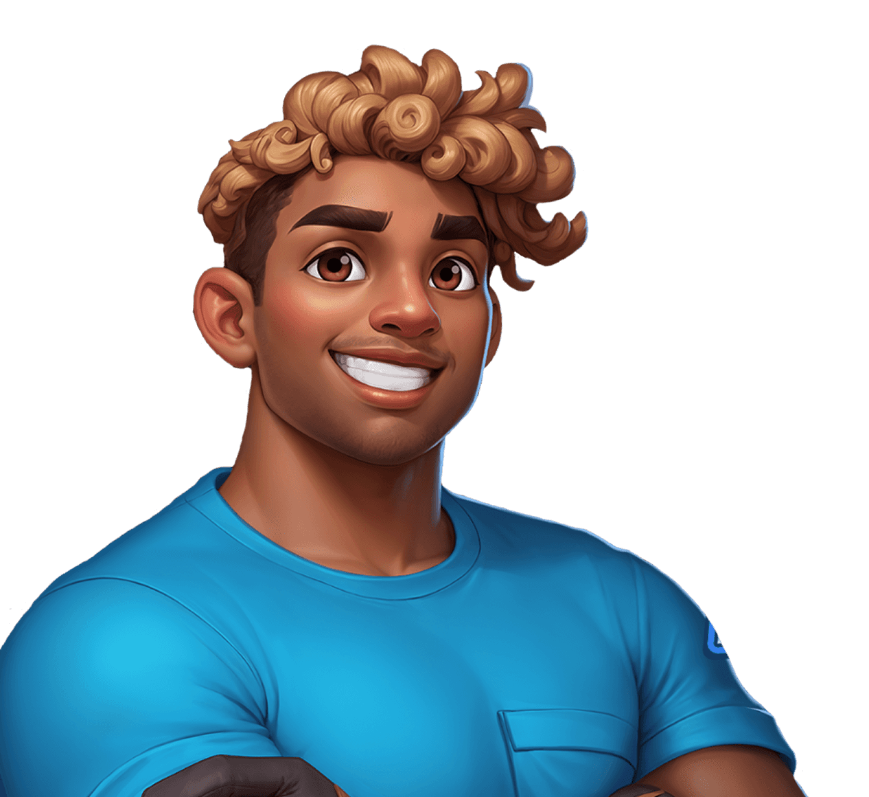 Hero with curly hair